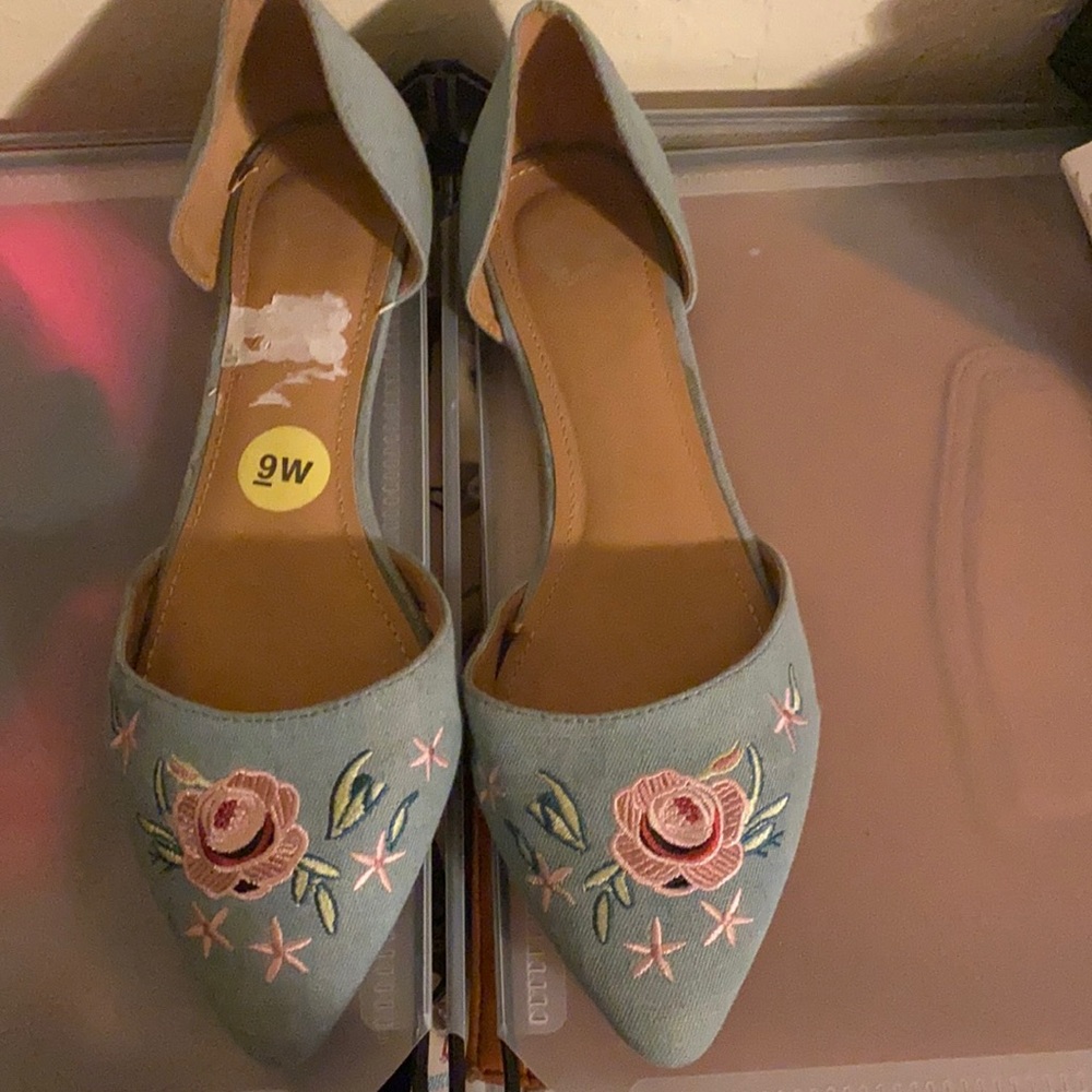 Jean slip on flats